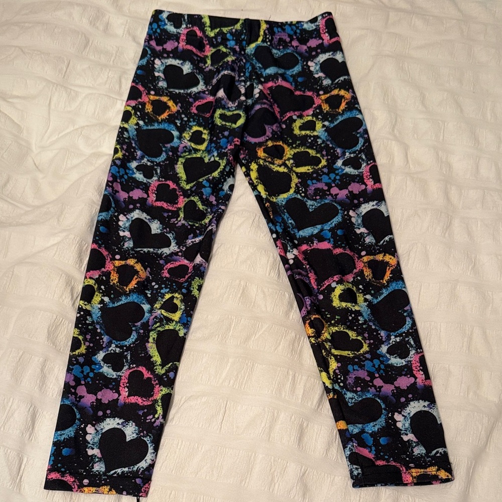 Colorful Heart Print Kids Leggings